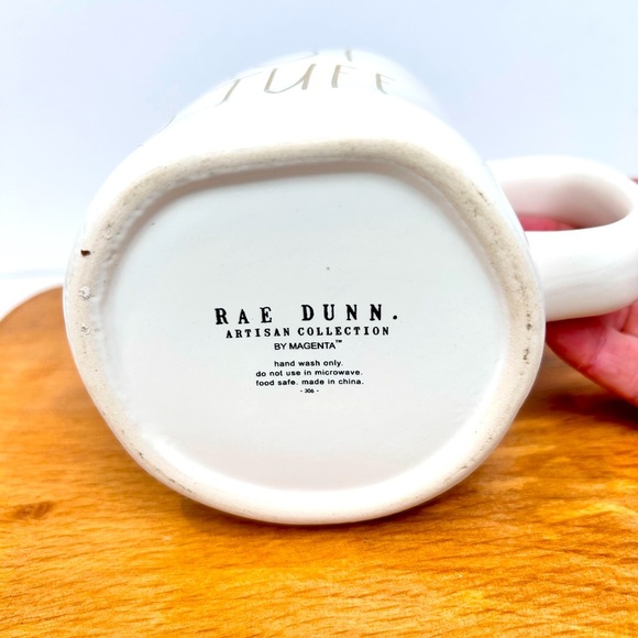 Rae Dunn “Hot Stuff” cream coffee mug, large cup, gold graphic, Collectible New - Picture 5 of 5